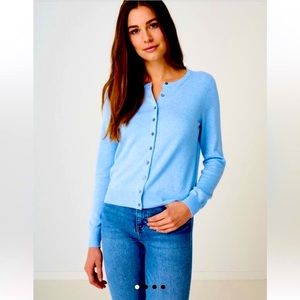 Lord & Taylor Cashmere Cardigan Sweater Button Down Crew Neck Cardi Minimalist S